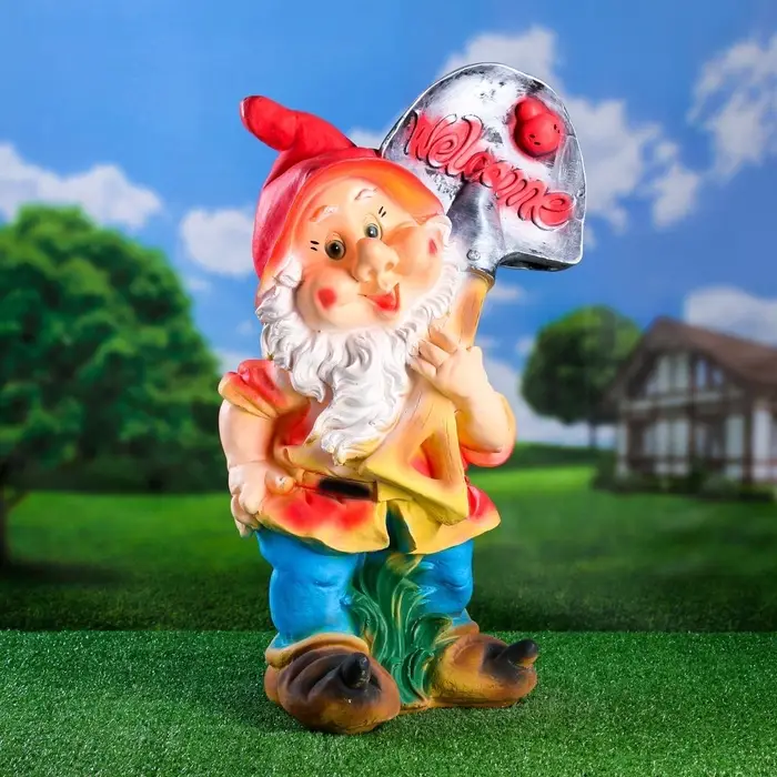 Садовая фигура из гипса &laquo;Гном с лопатой ВЕЛКОМ&raquo;, 70&times;31&times;38 см, МИКС