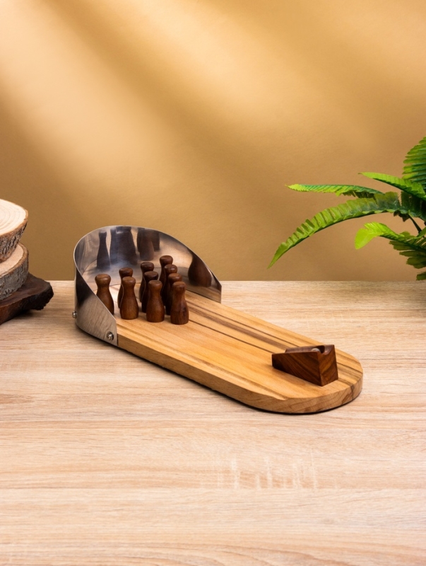 Настольная игра Настольная игра "Мини боулинг" 30х11х6 см, манговое дерево, алюминий