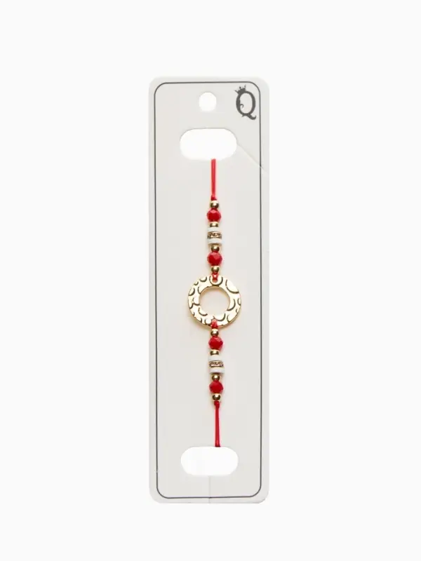 Браслет-оберег &laquo;Красная нить&raquo;, женский, защита, кольцо, бело-красный в золоте, d=6