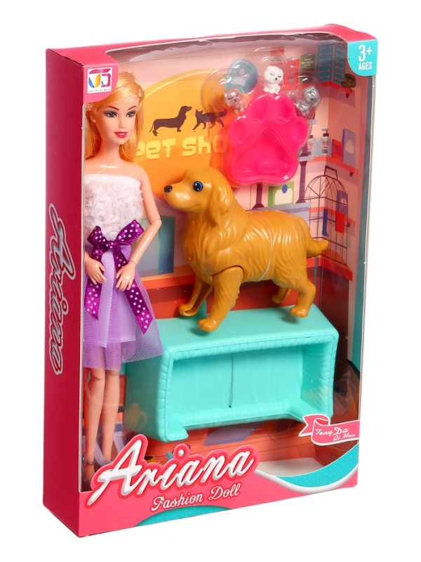 Кукла-модель Кукла-модель "Прогулка со щеночками" с аксессуарами