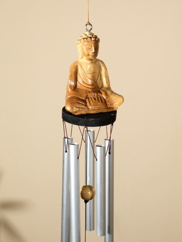 Музыка ветра "Будда" дерево, алюминий 9х7х70 см