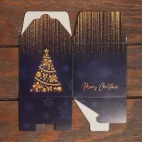 Коробка складная, подарочная новогодняя Merry christmas 10×10×10 см