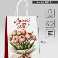 Пакет подарочный крафт «Лучшей на свете» 18×8×25 См