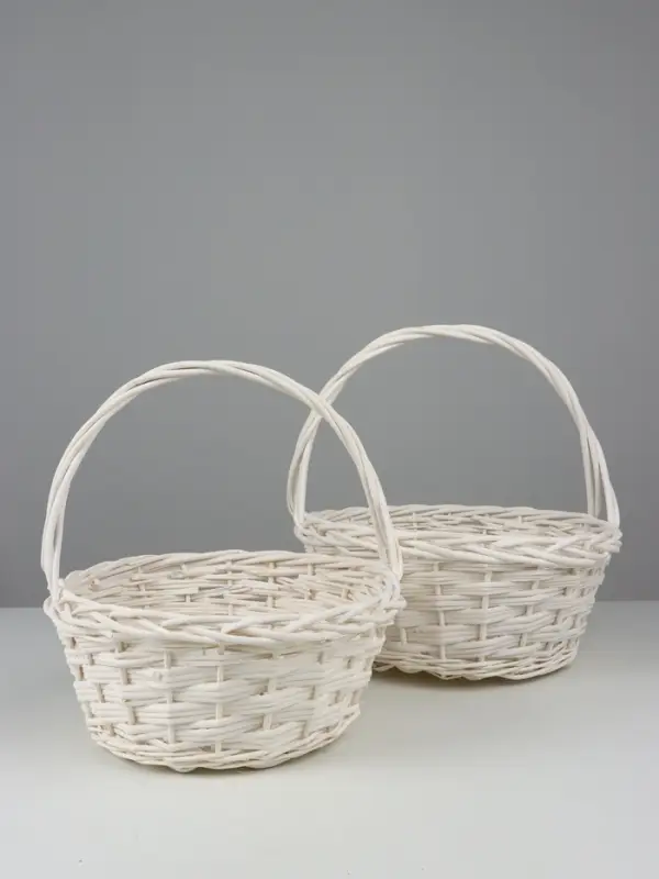 Набор корзин плетеных (ива), D40xH175/40см, D34xH15/35см, 2 шт., белый