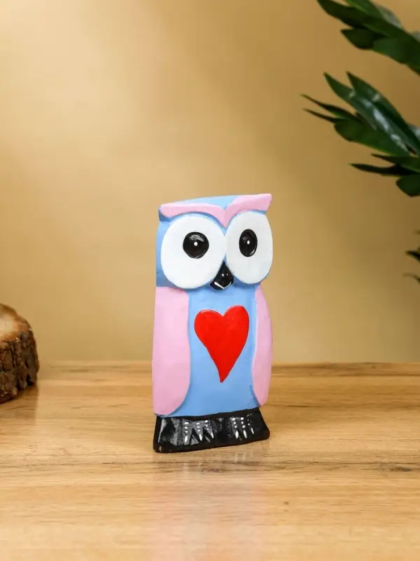 Набор сувенирный "Совята с сердечком" дерево H 15, 13, 11 см, цв. сиренево-голубой