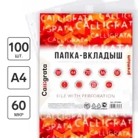 Файл - вкладыш Calligrata, А4, 60 мкм, плотные, матовый, вертикальный, 100 штук