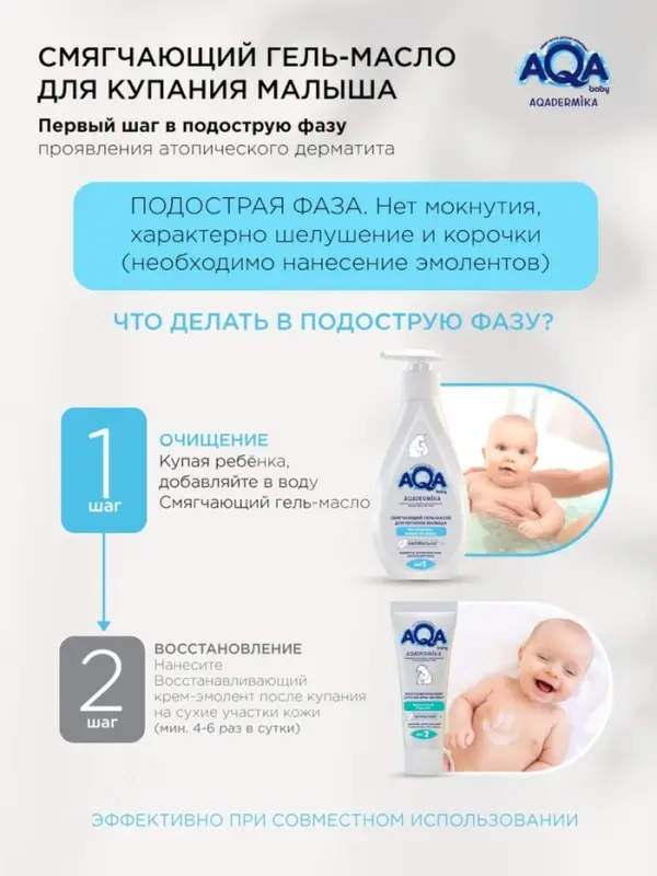 Гель-масло для купания малыша AQA DERMIKA смягчающий, 250 мл Гель-масло для купания малыша AQA DERMIKA смягчающий, 250 мл