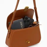 Сумка женская мессенджер TEXTURA на клапане, 23&times;6&times;13 см, коричневая