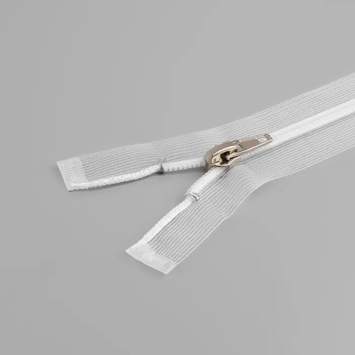 Молния «Спираль», №5, разъёмная, замок автомат, 60 см, прозрачная, белая