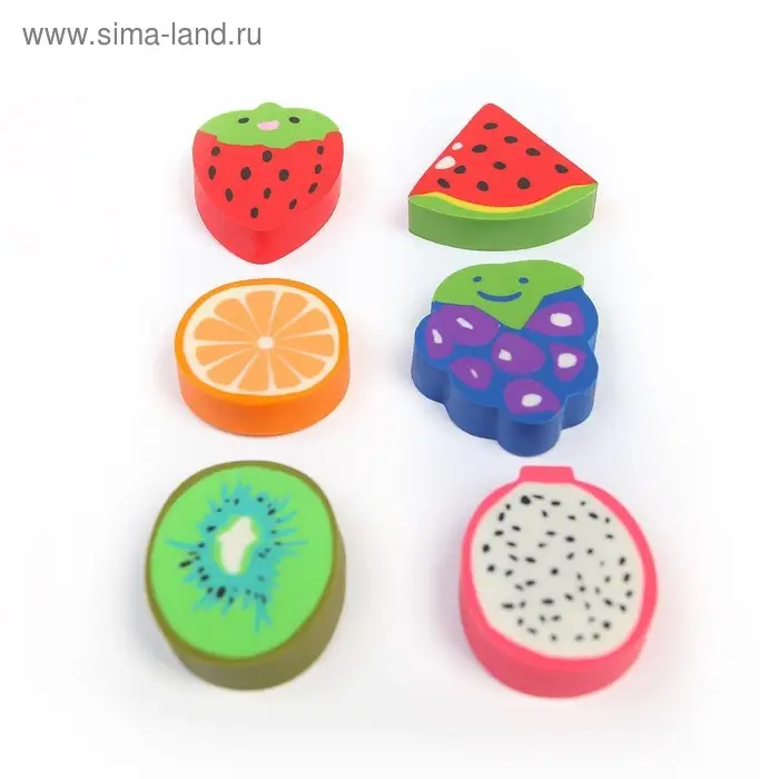Набор фигурных ластиков «Фрукты/Ягоды», 4 штуки, в блистере, МИКС Набор фигурных ластиков «Фрукты/Ягоды», 4 штуки, в блистере, МИКС