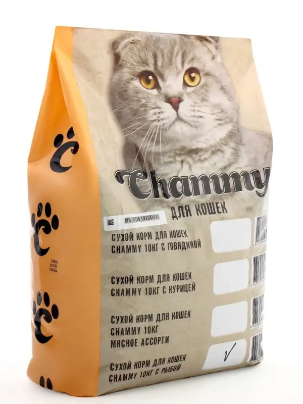 Сухой корм Chammy для кошек, с рыбой, 10 кг
