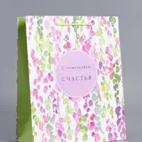 Пакет подарочный ламинированный "Счастья" 26 х 12 х 32 см