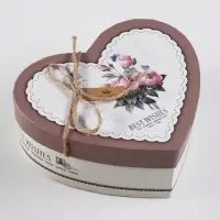 Набор подарочных коробок сердце 3 в 1, &laquo;Пионы&raquo; коричневый, 21&times;19&times;9 - 15.5&times;14&times;6 см