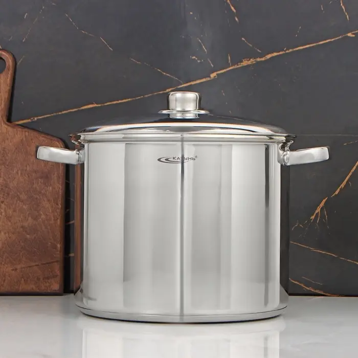 Кастрюля Катунь &laquo;Гретта&raquo;, 11 л, d=26 см, с крышкой, капсульное дно, индукция, нержавеющая сталь, AISI - 201, хромированная