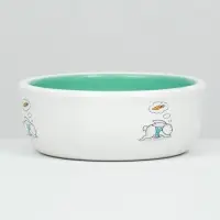 Миска керамическая для кроликов 200 мл  10 х 3,7 см, мятная/белая