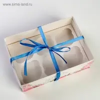 Коробка для капкейков, кондитерская упаковка, 6 ячеек &laquo;Самой чудесной&raquo;, 23&times;16&times;7.5 см