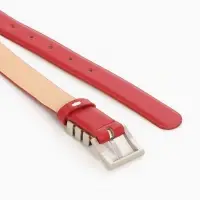 Ремень женский, 110&times;2.8 см, прямоугольная пряжка металл, серебристая, красный