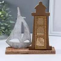 Сувенир интерьерный дерево "Парусник и маяк" 6х19х20,5 см