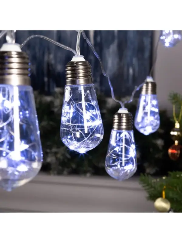 Гирлянда &laquo;Нить&raquo; 3 м с насадками &laquo;Лампа&raquo;, IP20, прозрачная нить, 80 LED, свечение белое, 8 режимов, 220 В