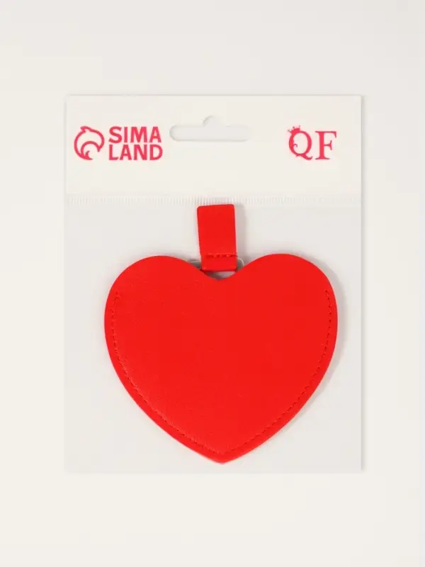 Зеркало карманное &laquo;Сердце&raquo;, 8.4&times;9.5 см, в чехле из искусственной кожи, красное