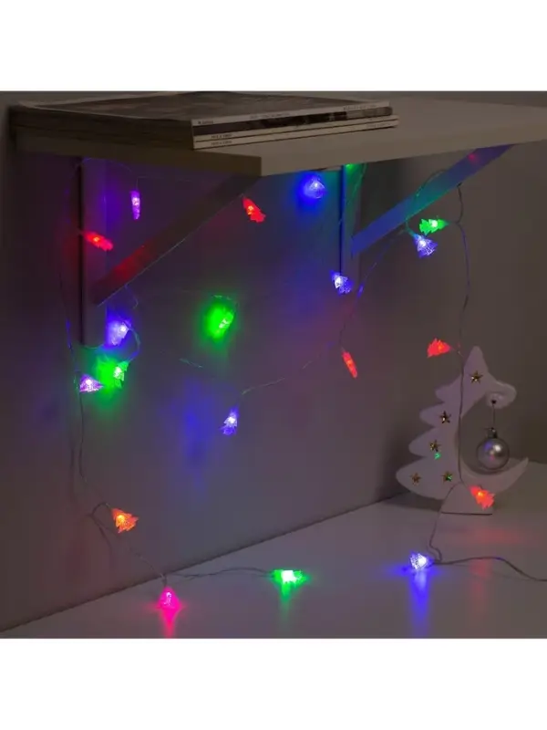 Гирлянда &laquo;Нить&raquo; 3 м с насадками &laquo;Ёлки&raquo;, IP20, прозрачная нить, 20 LED, свечение мульти (RG/RB), мигание, USB