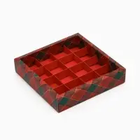 Коробка под 16 конфет новогодняя &laquo;Еловые веточки&raquo;, 18.9&times;18.9&times;3.8 см