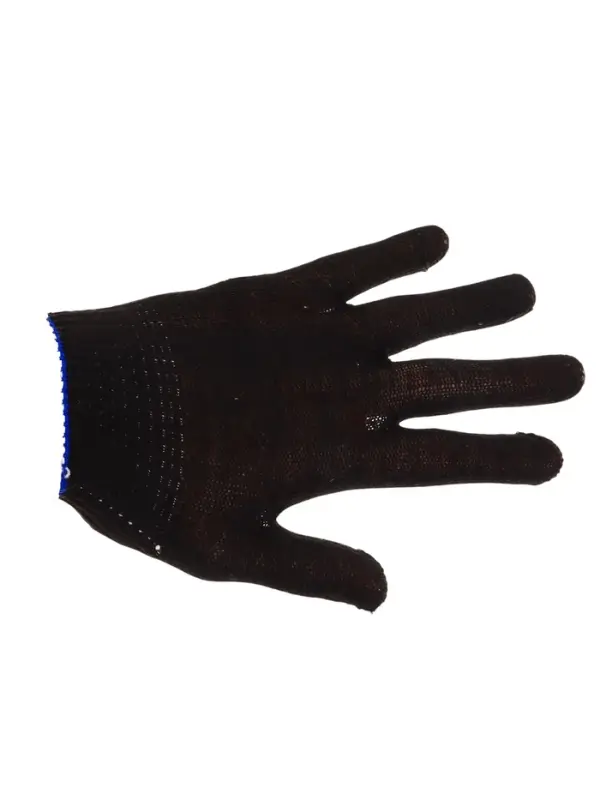Перчатки садовые, хб, вязка 10 класс, 3 нити, размер 9, с ПВХ точками, чёрные Перчатки садовые, хб, вязка 10 класс, 3 нити, размер 9, с ПВХ точками, чёрные