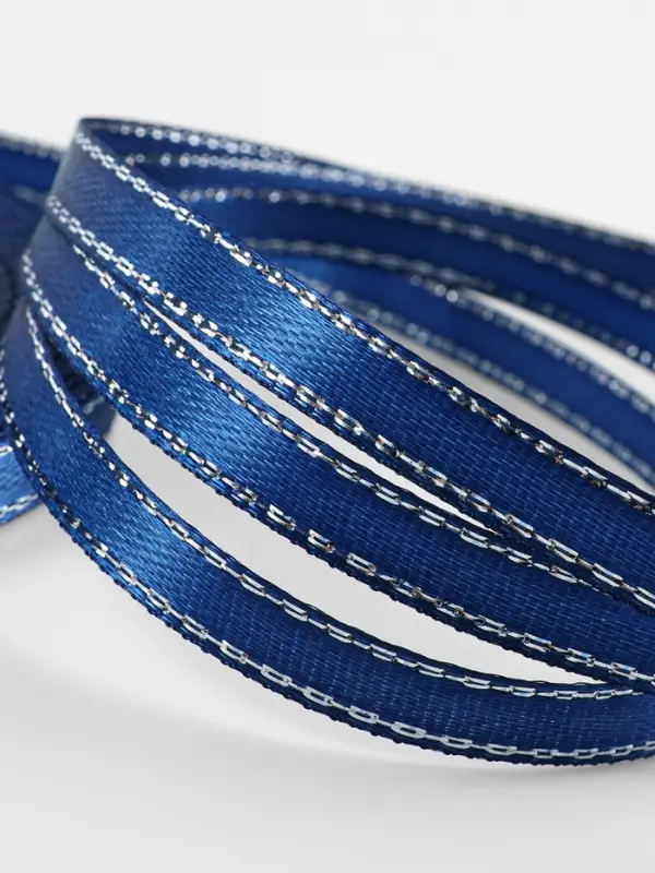 Лента атласная, с серебряным люрексом, 6 мм, 23±1 м, синяя №038 Лента атласная, с серебряным люрексом, 6 мм, 23±1 м, синяя №038