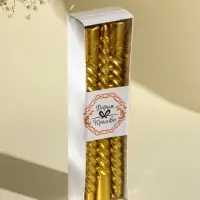 Свечи витые, 1.9&times;20 см, 6 шт., золотой металлик