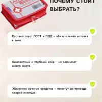 Автомобильная аптечка первой помощи, дорожная, перечень №2, красная