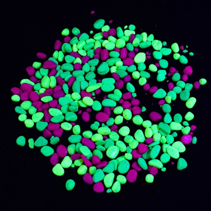 Галька декоративная, флуоресцентная микс: лимонный, зеленый, пурпурный, 350 г, фр.5-10 мм Галька декоративная, флуоресцентная микс: лимонный, зеленый, пурпурный, 350 г, фр.5-10 мм