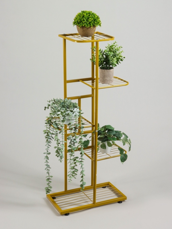 Подставка для цветов Greengo, 5 полок, 44 × 22 × 95 см, напольная, металл, цвет золотой Подставка для цветов Greengo, 5 полок, 44 × 22 × 95 см, напольная, металл, цвет золотой