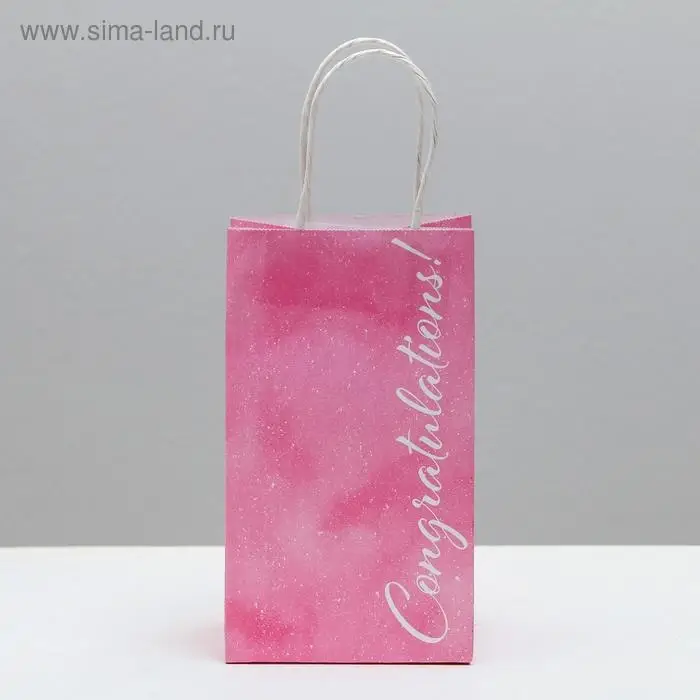 Пакет подарочный крафтовый, упаковка, «Congratulations!», 12 х 21 х 9 см Пакет подарочный крафтовый, упаковка, «Congratulations!», 12 х 21 х 9 см