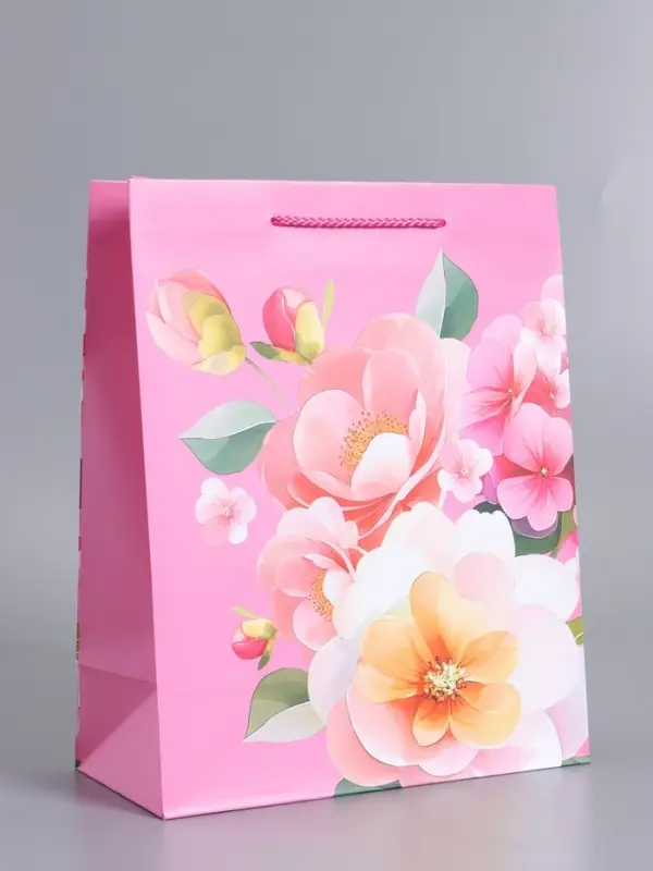 Пакет подарочный ламинированный "счастья и радости" 26 х 12 х 32 см