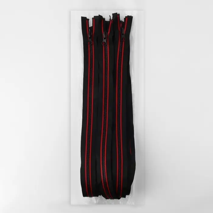 Молния «Трактор», №5, разъёмная, замок автомат, 60 см, чёрная, красная