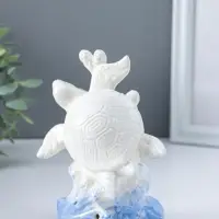 Сувенир керамика свет "Черепаха в кораллах" бело-синий 8х11,5х14 см