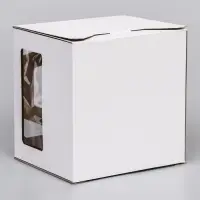 Коробка под торт 2 окна, с ручками, белая, + подложка 2.5 золото - белый, 24&times;24&times;20 см