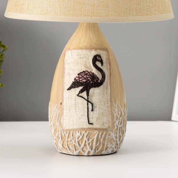 Настольная лампа с абажуром RISALUX «Фламинго», Е14, 40 Вт, бежевый, 25×25×39 см