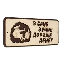 Табличка для бани и сауны &laquo;В бане веник дороже денег&raquo;, 30&times;12 см, деревянная