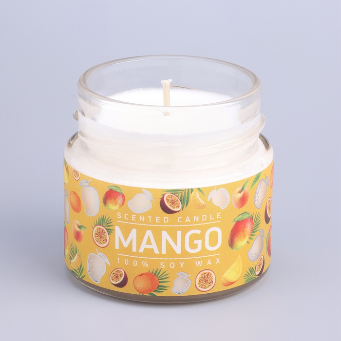 Свеча ароматическая в банке  Свеча ароматическая в банке "Манго маракуйя", совый воск, 80 г