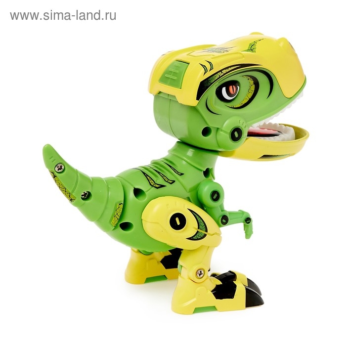 Робот динозавр «Минизаврик», интерактивный: реагирует на касания, звук, свет, на батарейках, цвета МИКС