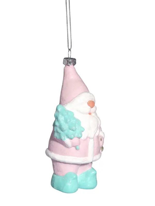 Ёлочная игрушка &laquo;Блеск праздника. Дед Мороз с ёлкой&raquo;, 13.5&times;7.5 см, розово-зелёная