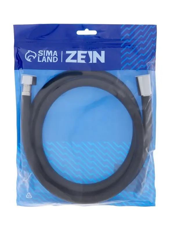 Душевой шланг ZEIN Z09PB, 150 см, антиперекручивание, латунные гайки, черный, Имп/Имп