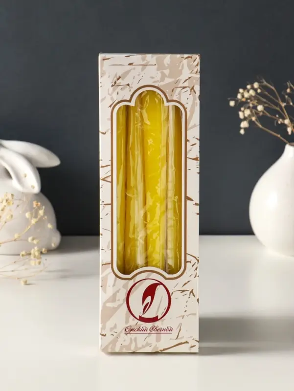 Набор свечей античных, 2.3&times;24.5 см, 5 ч, 55 г, 4 шт., жёлтый