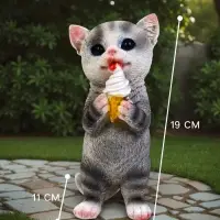 Садовая фигура из полистоуна &laquo;Котёнок с мороженым&raquo;, 19&times;11&times;7 см