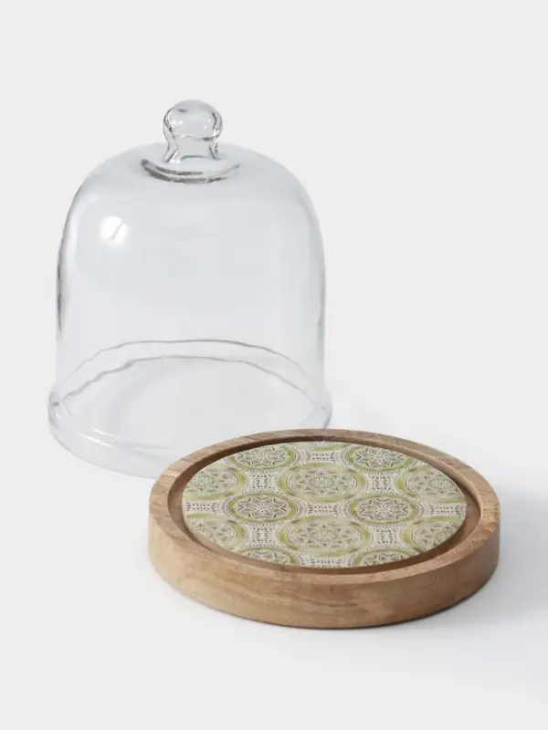 Клош стеклянный, 18&times;18&times;20.5 см, дерево