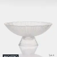 Ваза для фруктов Magistro &laquo;Фейерверк&raquo;, 1.4 л, 25&times;10 см, стекло, прозрачная, МИКС кайма