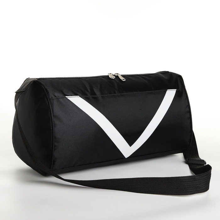 Сумка спортивная на молнии, боковой карман/сетка, регулируемый ремень, маленький размер, цвет чёрный