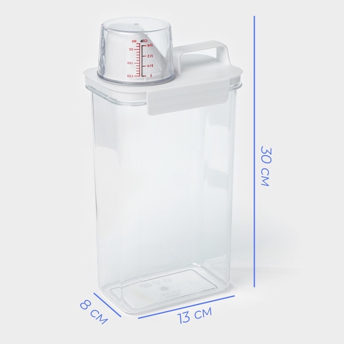 Контейнер для стирального порошка и кондиционера, с мерным стаканом, 2300 мл Контейнер для стирального порошка и кондиционера, с мерным стаканом, 2300 мл