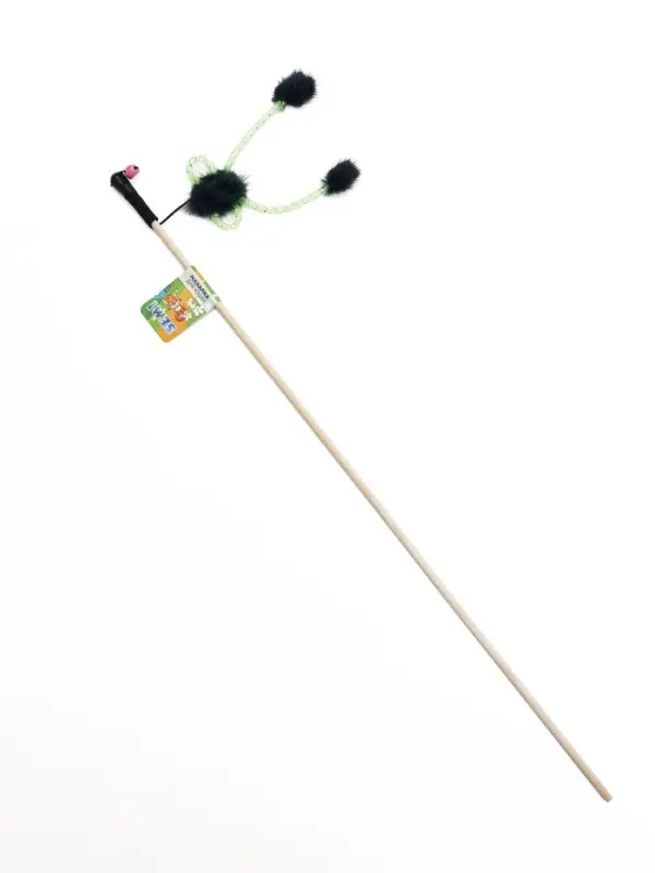 Дразнилка - удочка &laquo;Норковое чудо&raquo;, на деревянной палочке